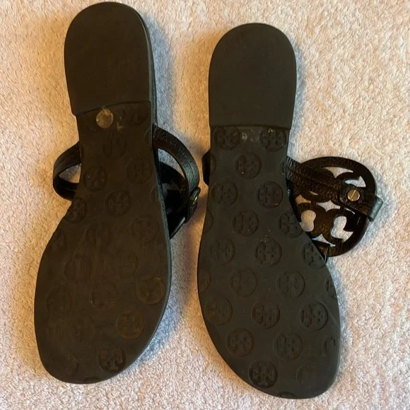Tory Burch Miller Black Tumbled Leather Slide Sandals - Picture 6 of 6